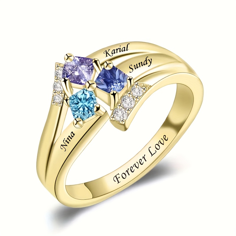 Custom Classic Women's Ring with Copper Inlay and Zirconia